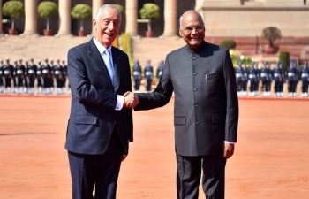 President of Portugal H.E Marcelo Rebelo de Sousa arrived in India to a warm welcome by President of India H.E Ramnath Kovind on his State visit to India (14.01.2020)