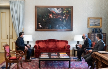 Ambassador Shri Manish Chauhan presented his credentials to the President of the Portuguese Republic H.E. Marcelo Rebelo de Sousa on 2nd March 2021.